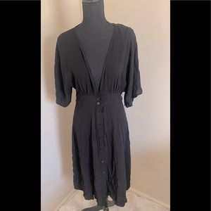 Forever 21 Contemporary Black Deep V Midi Dress